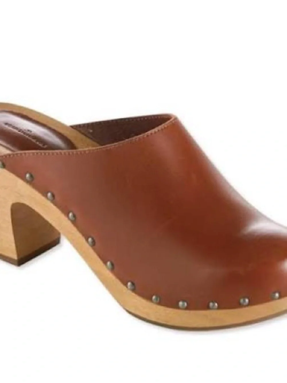 L.L.Bean Leather Clogs Brown Wooden Heel Mule Shoes Women’s Size 7 NWO Box - Picture 4 of 4